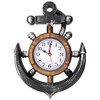 Anchor and Boat Wheel Wall Clock, Nautical Coastal Beach or