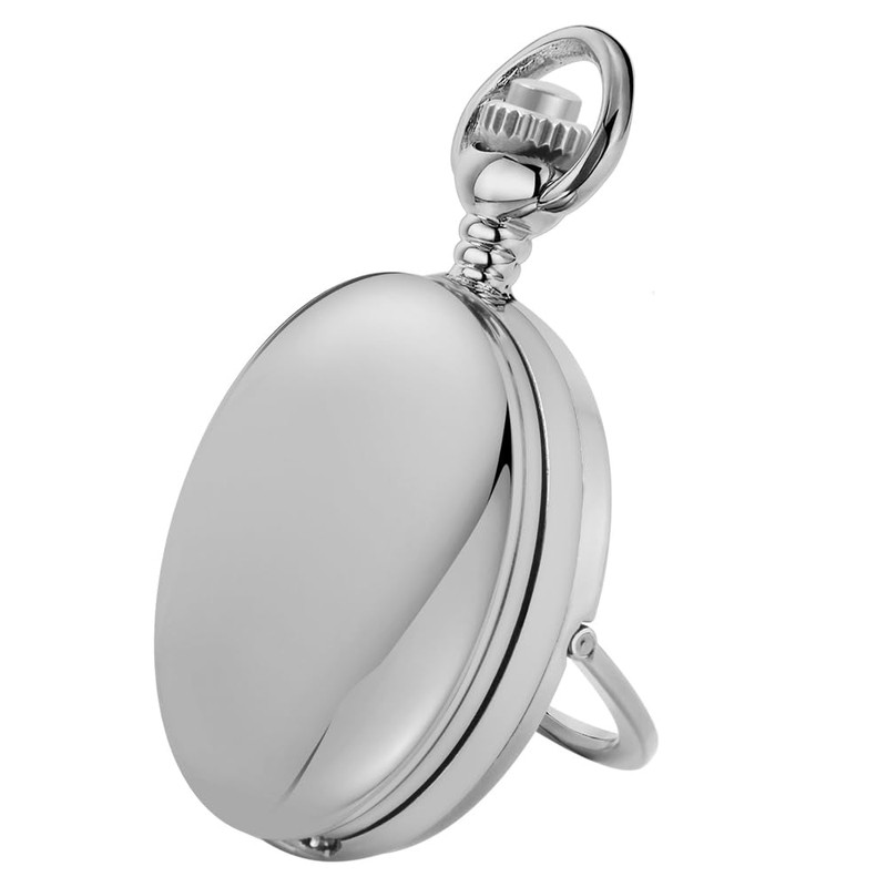 Tiong Silver Smooth Steel Bracket Design Men's Pocket Watch Arabic