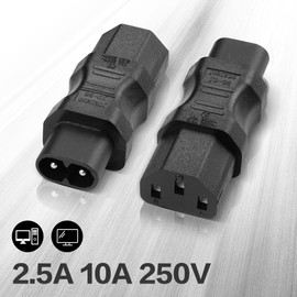 YACSEJAO IEC320 C13 to C8 Power Adapter 2Pcs C8 to C13 AC 2.5A-10A/250V Converter Power Extension Adapter for Laptop TV PC