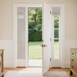 NICETOWN Linen 100% Blackout Sidelight Curtains for Front Door, Side Door Small Window Curtains Thermal Insulated Tie Up Shade, 1 Panel, W12 X L69 Inch Long, Silver Grey