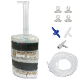 XY Air Driven Corner Filter Sponge Fry Shrimp Nano Fish Tank Aquarium up to 40 Gal - L w/ Accessories