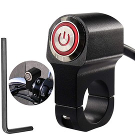 Greluma 1 x 12 V motorcycle ATV 22 mm (7/8 inch) Handlebar Button Switch Headlight Hazard Brake Fog Light On/Off Switch (red)