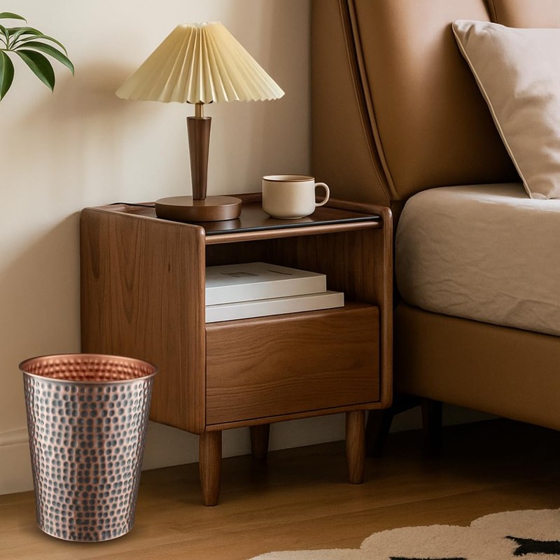 Monarch Abode Copper Hand Hammered Metal Wastebasket for Home Office