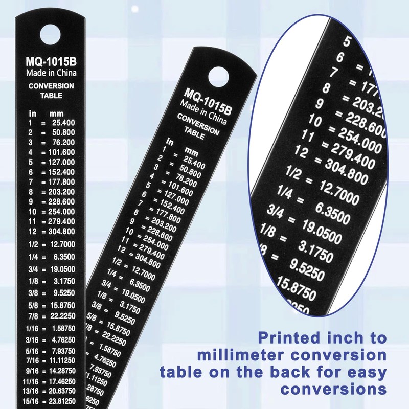 15cm Metal Ruler, 2 Pack Straight Ruler Dual-Scale Stainless Steel