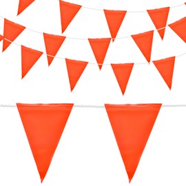 MECCANIXITY 98ft 45pcs Caution Pennant Banner Flags Perimeter Marking Safety Flag for Traffic Construction Warning, Orange