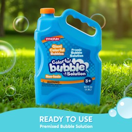 SYNCFUN 64 oz Premixed Bubble Solution, 1.9L Giant Pre-Mix Refill Solution for Bubble Machine, Wands, Blower, Easter, Outdoors Activity, No Mixing or Measuring