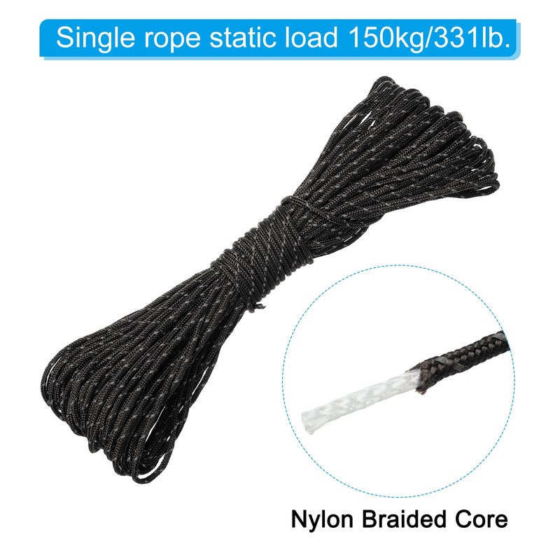 PATIKIL 65ft Reflective Guyline Camping Paracord Set of 2 2mm