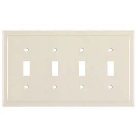 Henne Bery Modern Edge Decorative Wall Plate Switch Plate Outlet Cover, Durable Solid Zinc Alloy (Quad Toggle, Light Almond)