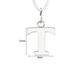 Aeon Jewellery Alphabet Initial Necklace - T | 925 Sterling Silver | Adjustable 16-18 Inch Silver Necklace | Polishing Cloth Included