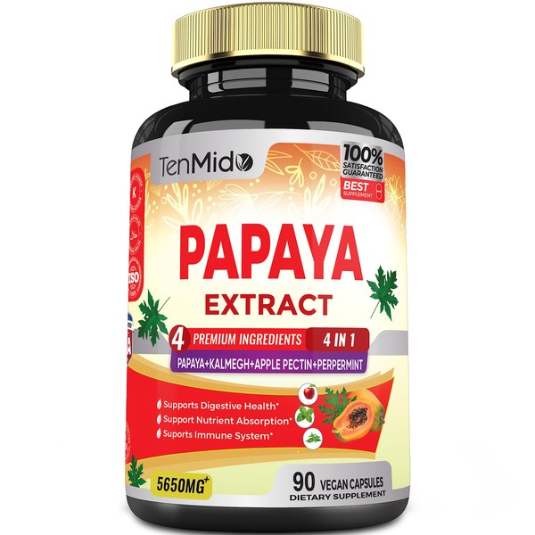 Papaya Leaf Extract Supplements Capsules 5650mg, 3 Months Supply with