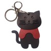 byDream 3 Split Cat Key Chain, Genuine Leather, Cat Fellows, Cat Lovers, Bag Charm, 3.1 inches (8 cm), Large Cat Leather, Cat Key Ring, For Kift, Gift, Black