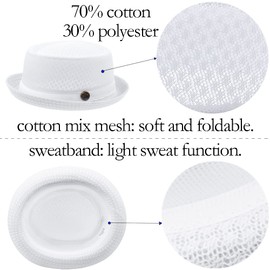 ZffXH 2/6 PCS Pork Pie Mesh Porkpie Hat Breathable Soft Beach Cap Summer Heisenberg Fedora Hat Straw UK Men Women