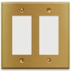 2-Gang Brass Outlet Cover, Satin Brass Decorative Outlet Covers, Standard