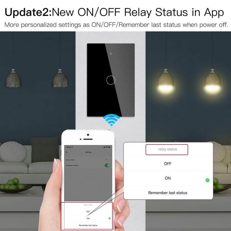 Interruptor inteligente MoesGo 2ª generación WiFi RF433 Smart Touch Wall