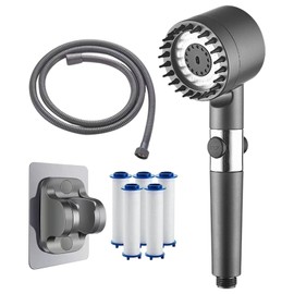 Shower Head with Filter, Shower Head with Hose 1.5 m, Shower Head Water-Saving for Removing Hard Water, Residual Chlorine, Bacteria and Heavy Metal