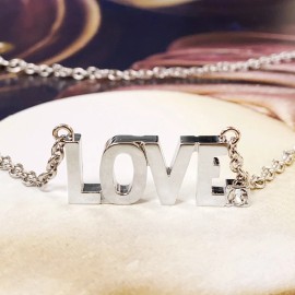 Controse LOVE Letter Necklace stainless steel pendant with white one Crystal By Controse