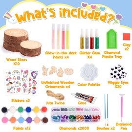 Hapikids Arts and Crafts for Kids, Kids Wooden Painting Kit Toys for 6-12 Year Old Boy Girls Wood Slice Craft Gift for 6-11 Year Olds Boy Girls Glow in The Dark Easter Crafts for Kid Age 6-12