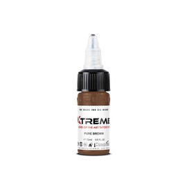 Xtreme Tattoo Ink, Versatile Medium Viscosity for Precision Tattooing, Rich Hue, Quick Healing, Acrylic-Free, Water Based, Highest Safety Stards - Ready-to-Use Tattoo Ink (Pure Brown, 0.5 oz)