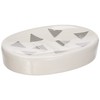 AWD Soap Dish, Ceramic with triangular pattern, White and Silver,
