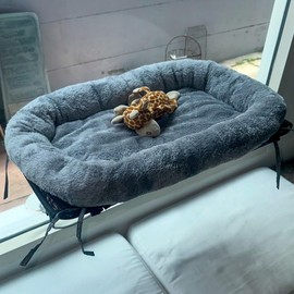 Cat Window Perch - Soft Cat Window Hammock For Cats Inside, Solid Seat & Strong Suction Cups, Cat Bed Window, 4 Large Suction Cups, Comfortable Cat Window Bed For Large Cats And Kittens 24"x13" (Grey)