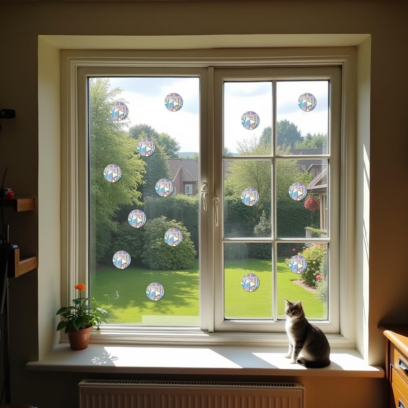 Pack of 144 Anti-Collision Prism Window Stickers for Bird Strikes,