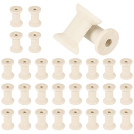 sourcing map 30 Pcs Wooden Spool for Craft, 1.2"/30 mm Wooden Empty Spools Unfinished Wooden Ribbon Spools for Art, Thread Twine Ribbon, DIY Crafts Home Decor (Wooden)