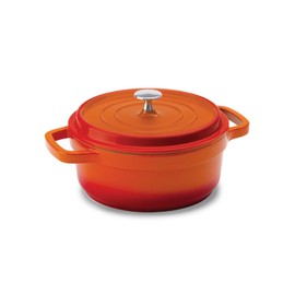 Hercules by Mundial, Cast-Aluminum Dutch Oven Pot with Lid & Handles, All Stove types, Oven-Safe Casserole Cookware with Nonstick Enamel, Orange 31L