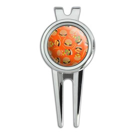 GRAPHICS & MORE Hamburger Cheeseburger Pattern with Fries and Bacon Golf Divot Repair Tool and Ball Marker