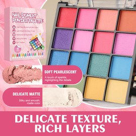 SHOPPGO Nail Pigment Powder 16 Colours, chrome powder for nails, Chrome Nail Powder Set Contains 50 Nail Sponges,10 Sponge Stick, Nail Tools, Suitable for Nail Art Design