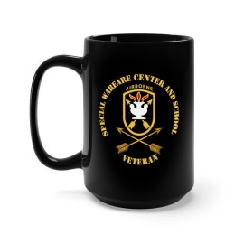 MIP Black Mug 15oz - JFK Special Warfare Center - School SSI w Branch - Veteran wo B