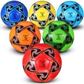 Deekin 6 Pcs Soccer Ball Bulk with Pump Size 3 4 5 Indoor Outdoor Machine Stitched Sport Soccer for Outside Game Training Gift for Kids Adult Teens Football (Size 3)