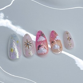 Real gangster Sunset Moonstella handmade nail tips - Almond / 실물 깡패 노을빛 문스텔라 수제네일팁 - 아몬드