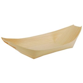 Papstar Fingerfood Schalen / Holzschalen, "Schiffchen" (50 Stück) aus Kiefernholz "pure", 19 x 10 cm, besonders dekorativ, Blickfang für Grillparty oder Geburtstag, biologisch abbaubar, #84417