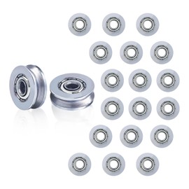20 Pieces V-Groove Bearings, V623ZZ Carbon Steel Pulley Bearings, Miniature Pulley Bearings for Linear Rail Motion System (3 x 12 x 4 mm)