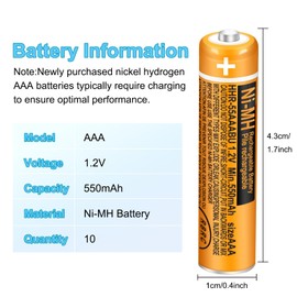 CUCESH NI-MH AAA Rechargeable Battery 1.2V 550mah Rechargeable AAA Batteries for Panasonic Cordless Phones (8)