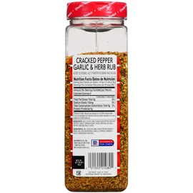 Lawry's Cracked Pepper, Garlic & Herb Rub, 24 oz - One 24 Ounce Container of Garlic Pepper Rub for a Peppery Spicy Flavor, Perfect Seasoning for Beef and Pork
