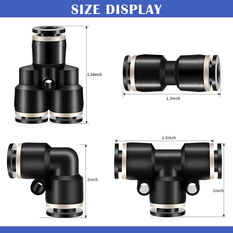 Hotop Push to Connect Fittings Air Line Pneumatic Fittings Kit