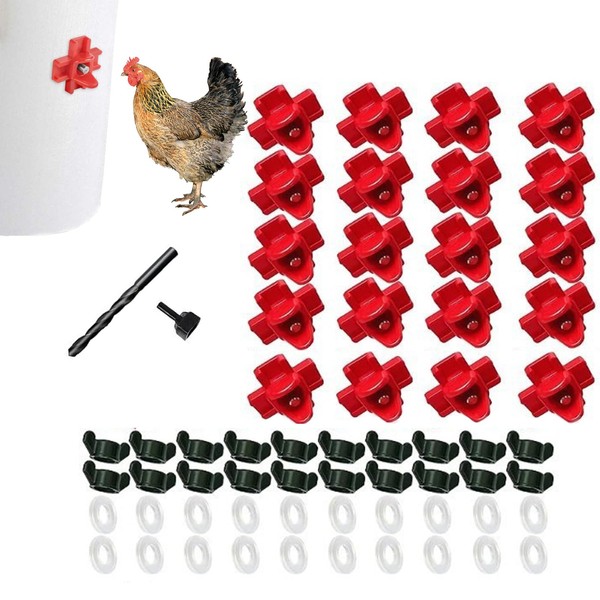 ieron 20 Pack Chicken Waterer Nipples, Horizontal Side Mount, Anti-Leak