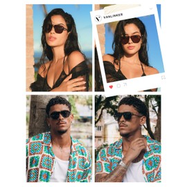 VANLINKER Retro Polarized Square Sunglasses for Women Men Vintage 70s Trendy Aviator Sun Glasses VL9789 Tortoise/Brown