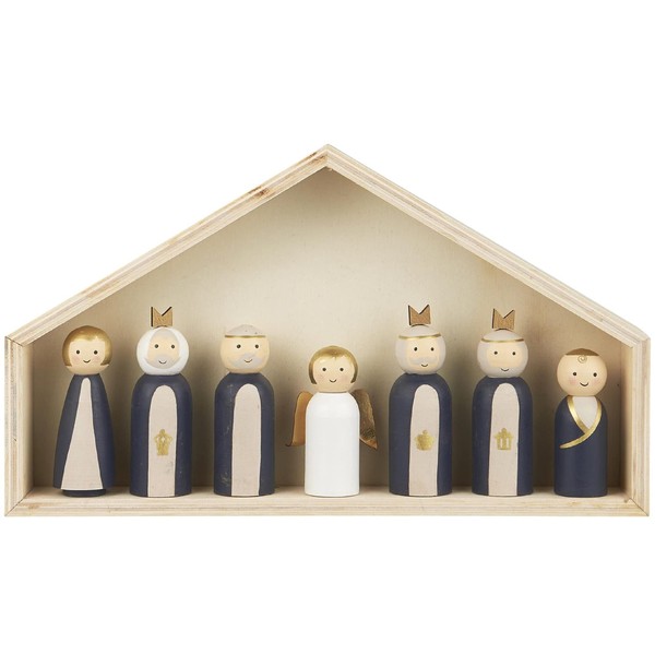 IB Laursen Christmas Nativity Scene with 7 Wooden Figures Set