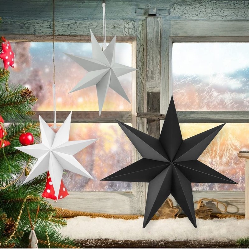 Christmas Folding Star, 7-Point Folding Stars Pack of 5, Paper