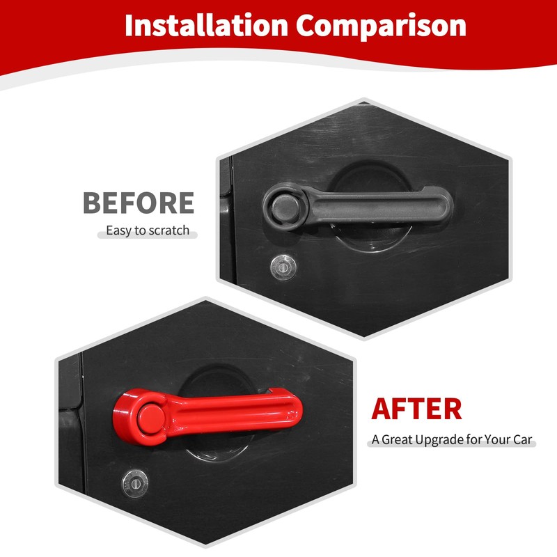 JOSHELA for Jeep JK Door Handle Cover Trim Red for