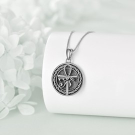 YAFEINI Eye of Horus Necklace Sterling Silver Black Onyx Necklace Onyx Horus Necklace Jewellery Gifts for Women Girls (Eye of Horus Necklace)