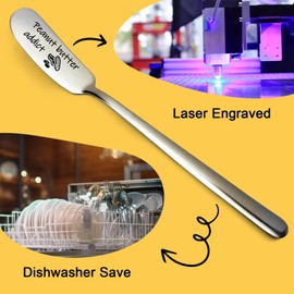 Myakako Funny Butter Knives Peanut Butter Knife Engraved Stainless Steel Knife Cheese Knives Peanut Butter Addict Spreader for Breakfast Baker's Sandwich Bread Toast Butter Lovers Gift