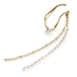 JewelVOX Women's Ear Cuff, For One Ear, 2-Way Chain, Hypoallergenic, Nickel-free, Adult