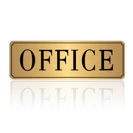 The Office Sign for Home and Business Door，Self-Adhesive Waterproof and Fade-Resistant Brushed Gold Office Sticker for House，Business，Door, Window