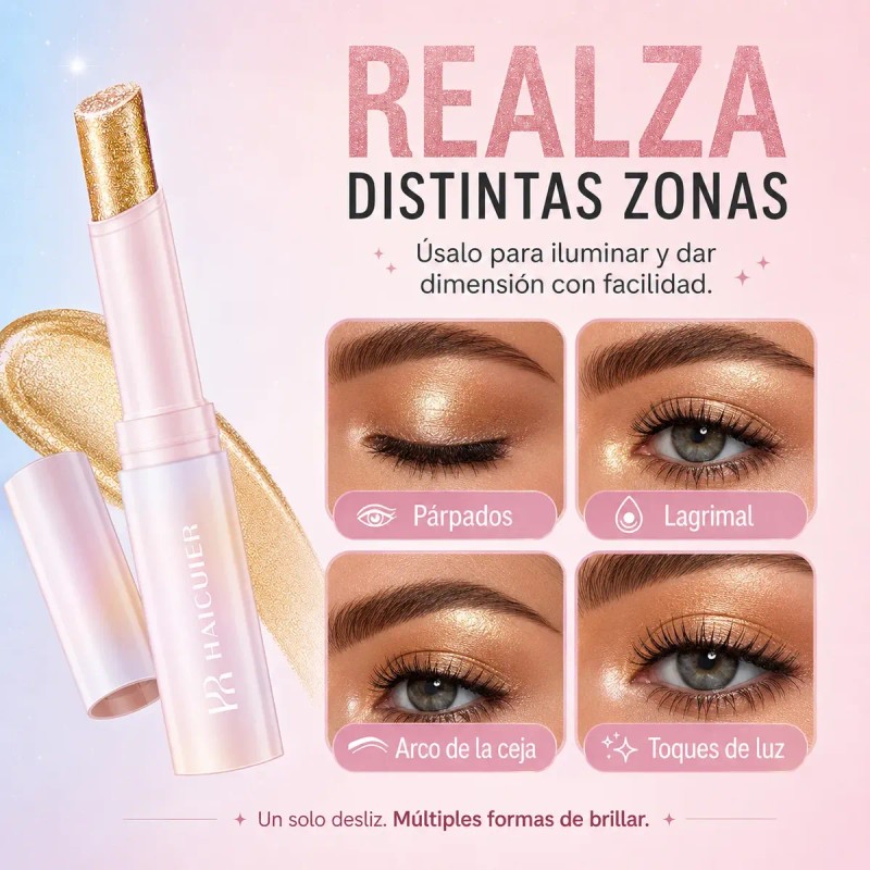 Sombra En Barra Dorada Glitter Para Ojos Haculier