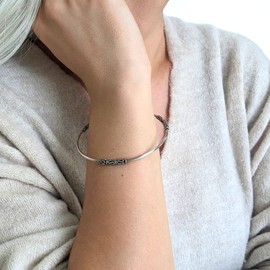 Silverly Women's 925 Sterling Silver Intricate Balinese Scrollwork Bangle Bracelet