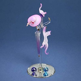 Handcrafted Glass Baron Cat and Coat Rack Figurine 7 Inches Tall