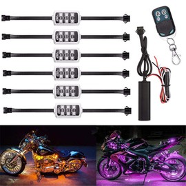 TOTMOX 6 in1 LED RGB 12V Chassis Atmosphere Strip Light, Decorative Strip Neon Light, Remote Control, for Motorcycle Truck